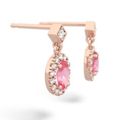 An eclectic mix of modern and antique styles with a dash of art-deco, these vibrant pink lab pink sapphire earrings in 14K Rose Gold are truly one-of-a-kind. {diamondcarats}, in both pave and prong settings, further enhance the uniqueness of this design. Pink Oval Earrings With Prong Setting, Fine Jewelry Pink Earrings With Halo Setting, Formal Pink Diamond Earrings With Prong Setting, Pink Halo Setting Fine Jewelry Earrings, Elegant Rose Gold Earrings With Pink Sapphire, Elegant Rose Gold Pink Sapphire Earrings, Fine Jewelry Pink Sapphire Earrings, Pink Diamond Earrings With Prong Setting, Fine Jewelry Pink Earrings With Halo Design