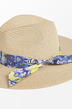 The Watercolor Band Wide Brim Straw Hat combines fashion with function. Featuring a wide brim and a splash of color in its watercolor band, it’s ideal for sunny days by the shore. Product code: CAC03C4G008GT Features:  Material: 100%STRAW. Summer Panama Hat With Uv Protection For Pool, Adjustable Multicolor Sun Hat Visor, Blue Straw Hat With Uv Protection For Beach Season, Casual Panama Hat With Uv Protection For Pool, Casual Summer Panama Hat For Pool, Multicolor Visor Hat For Vacation, Blue Summer Straw Hat For Pool, Summer Outdoor Panama Visor Hat, Casual Straw Hat For Pool And Spring Season