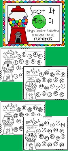 the printable numbers 1 - 20 worksheet is shown in three different colors