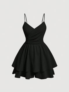 Dark Colored Dresses Short, Cute Short Black Dresses, Cute Everyday Dresses, Casual Prom Dress, Shein Black Dress, Black Dress Classy, Casual Prom Dresses, Romper Dresses, Cute White Tops