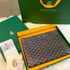 Worn Once. Like New- Comes With Box And Papers Serious Offers Only! Goyard Laptop Case, Gift Pouch With Original Box, Designer Pouch With Original Box As Gift, Designer Pouch With Original Box For Gift, Luxury Envelope Pouch, Designer Evening Pouch With Original Box, Goyard Clutch, Goyard Pouch, Goyard Monogram