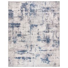 an abstract rug with blue and white colors