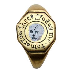 1stdibs | Important Memento Mori Skull Ring ' Today Me Tomorrow Thee' Momento Mori Jewelry, Memento Mori Jewelry, Skull Wedding Ring, Skull Wedding, Georgian Jewelry, Skull Jewelry, Ancient Jewelry, Skull Ring, Memento Mori