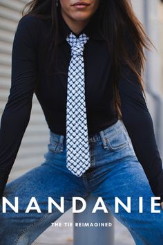 | NANDANIE The Textured Houndstooth Classic Tie is in now available on our website! | Photography by Liya Geldman and modeled by Violetta Shekalova #fashioninspo #womensties #springfashion White Standard Tie For Work, White Tie For Work, White Neckwear With Ties For Work, Casual Standard Tie For Workwear, Casual Suit And Tie Accessories For Workwear, Womens Ties, Neckwear Women, Luxury Ties, Power Suit