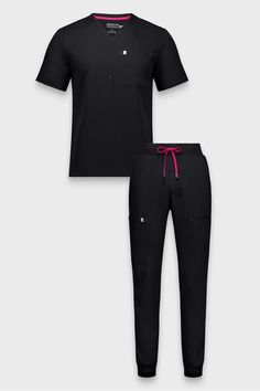 Helix 1-Pocket Top + All-Shift Jogger FL2 black male Activewear >> Scrubs >> Kits >> Product Feed regular Everyday Uniform, Black Scrubs, Pocket Top, Helix, Black Men, Scrubs, Active Wear, For Men, Black