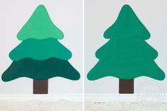 two pictures of trees made out of felt