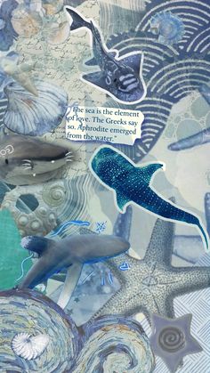 a collage of marine life with a quote from the ocean saying, life is the element and it's unique to explore