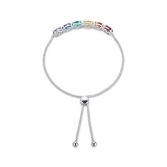 A spectrum of hues is displayed in this simple and stunning rainbow bolo bracelet. Sterling silver The arrangement of oval-cut stones includes a lab-created ruby; a lab-created blue spinel; a lab-created emerald; and one each of yellow, orange, and pink lab-created sapphires The wheat chain and sliding clasp adjust to 9.5 inches Adjustable Oval Bracelets, Adjustable Oval Bracelets For Everyday, Adjustable Rainbow Gemstone Jewelry, Adjustable Rainbow Jewelry For Everyday, Rainbow Colored Oval Jewelry, Adjustable Oval Jubilee Bracelet, Modern Rainbow Jewelry For Gifts, Modern Rainbow Jewelry For Gift, Modern Rainbow Jewelry Gift