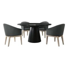 a black table with four chairs around it