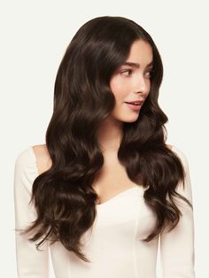 20 Classic Dark Brown Clip-Ins Luxy Hair Extensions - 20 (220g) Hair Extensions Dark Brown, Below Shoulder Length Hair, Longer Thicker Hair, Luxy Hair Extensions, Seamless Hair Extensions, Curly Clip Ins, Luxy Hair, Short Hairdos, Halo Hair Extensions