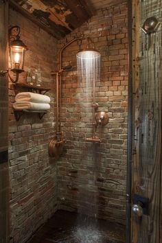 Embrace retro chic design in your small bathroom. Use vintage fixtures, classic color schemes, and antique decor elements to infuse your space with nostalgic charm. #RetroChic #SmallBathroom Vintage Cabin Bathroom, Small Antique Bathroom Ideas, Rustic Wet Room Bathroom, Rustic Shower And Tub Ideas, Bathroom Retro Vintage, Bathroom Ideas Retro, Rustic Shower Bath Combo, Bathroom Small Ideas, Modern Rustic Bathroom Lowe's