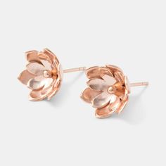 Rose gold stud earrings in a unique tulip design by Australian jeweller Simone Walsh. Australian online jewellery store. Rose Gold Stud Earrings, Tulip Earrings, Stud Earrings Unique, Rose Gold Earrings Studs, Handmade Gold Jewellery, Long Pearl Necklaces, Earrings Rose Gold, Rose Gold Studs, Gold Stud Earrings