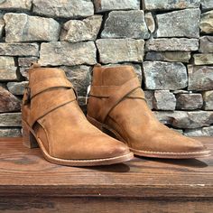 Nwt Free People Tan Booties Size 8.5 Brown Free People Boots, Ankle-high Brown Booties With Leather Lining, Brown Ankle-high Moto Boots With Lug Sole, Brown Ankle-high Faux Leather Booties, Leather Booties With Buckle Closure, Medium Width, Tan Booties, Free People Shoes, Bootie Boots, Free People