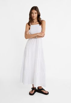 Long flowing strappy dress - Women's fashion | Stradivarius United States Outfit Zara, Strappy Dress, Strappy Dresses, Women's Fashion Dresses, United Kingdom, White Dress, H&m, Women's Fashion, Zara