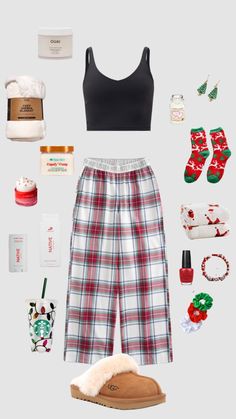 Christmas Clothes Aesthetic, Cute Christmas Outfits For Teens, Christmas Clothes Ideas, Cute Pj Outfits, Clothes School