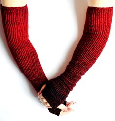 Slightly variegated in red tones, warm and soft women's arm warmers hand knitted from high quality wool - acrylic yarns. With nicely knitted edge facings, also these warmers have no seams. Light and comfortable to wear, easy to maintain and durable. These cosy and soft arm warmers will warm you up in cold winter or autumn time. Also it's available hand knit arm warmers according to your idea or size. Fiber: wool - acrylic yarns. Care: hand wash at 30 degrees C. - lay flat to dry. SIZING: univers Knit Arm Warmers, Linen Yarn, Mohair Yarn, Knit Men, Cashmere Wool, Mitten Gloves, Lithuania, Cold Winter, Leg Warmers