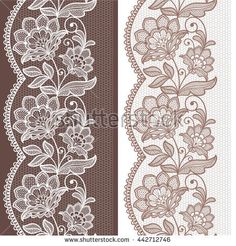 the lace with flowers and leaves on a white and brown background is an example of design