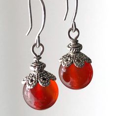 "6682 Carnelian Earrings red orange natural stone dangle drops simple modern classic everyday casual birthday anniversary Valentine's day Mother's day Christmas stuffing stockings holiday gift for her women mom sister wife girlfriend daughter niece aunt grandma cousin colleague best friend. Enjoy the beauty & power of natural gemstones. MATERIALS & DIMENSIONS ✦ Natural CARNELIAN, orange red, smooth round beads 10mm; ✦ SILVER plated bead caps, spacers, pins and fish hook ear wires; ✦ The total le Carnelian Teardrop Earrings For Gift, Elegant Carnelian Earrings, Red Carnelian Earrings, Nickel-free Red Carnelian Earrings, Round Carnelian Earrings, Red Carnelian Earrings With Ear Wire, Red Carnelian Gemstone Earrings, Red Carnelian Teardrop Earrings, Red Carnelian Earrings Perfect As A Gift