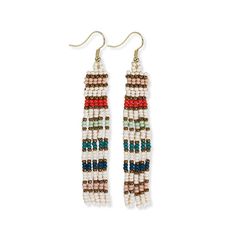 Melissa Alternating Two Color Grids Petite Beaded Fringe Earrings Citr – INK+ALLOY, LLC Urban Hippie, Beaded Fringe Earrings, Fringe Fashion, Brick Stitch Earrings, Alloy Earrings, Beaded Fringe, Horizontal Stripes, Modern Bohemian, Modern Earrings