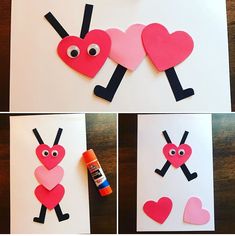 paper heart cut out to look like two hearts and one is holding a tube of glue