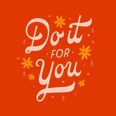 the words dot for you written in white on an orange background with daisies around it