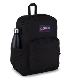 The SuperBreak Plus is a fresh take on the classic SuperBreak pack with an internal laptop sleeve and side water bottle pocket, making this pack as functional as it is far out. Jansport Black Backpack, Black Jansport Backpacks Aesthetic, Black North Face Backpack, Black Jansport Backpacks, Black Jansport, Jansport Backpacks, Backpack Jansport, Adventure Pack, Aesthetic Backpack