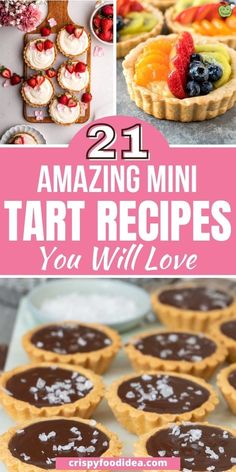 Here you get some mini tart recipes that are best for dessert. Mini Pie Recipes, Tart Dessert, Dessert Bites, Pastry Tart