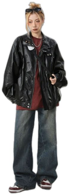 Urban Wear, Faux Leather Jacket, Look Your Best, Faux Leather Jackets, Off Duty, Fold Over, Urban Fashion, Jeans Pants, Clothing Items