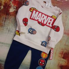 Sweat Outfit White Winter Sets With Cartoon Print, White Cartoon Print Winter Sets, White Cartoon Print Sets For Winter, White Cotton Sets With Character Print, White Fun Cartoon Print Sets, White Graphic Print Sets For Playtime, White Fun Sets With Cartoon Print, Sweat Outfit, Spiderman Outfit