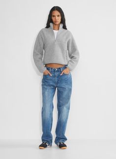 POLARTEC® THERMAL PRO® 1/2 ZIP SWEATER | Aritzia Zip Up Sweater Outfit, Aritzia Outfit, Aritzia Style, Turtle Neck Sweatshirt, Fleece Outfit, Aritzia Sweater, Zip Up Sweater, Sweaters And Jeans, Teenage Fashion Outfits