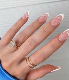 Summer Nails French, Design Summer Nails, French Pastel, White French Tip Nails, Rounded Acrylic Nails, Swirl Nail, Swirl Nail Art, Hoco Nails, Engagement Nails