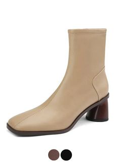 Discover the ultimate blend of comfort and style with Nicandia Women's Autumn Leather Boots from USS Shoes. Made with genuine cow leather, these ankle boots feature a rubber outsole for added durability. With a cozy short plush lining and square heel design, these boots are perfect for the winter and autumn seasons. Zipper closure for easy wear. Beige Leather Mid-calf Boots For Winter, Brown Chelsea Boots With Square Toe, Beige Leather Martin Boots For Fall, Leather Boots For Winter, Beige Faux Leather Boots With Reinforced Heel, Beige Leather Mid-calf Boots High Ankle, Leather Mid-calf Boots With Reinforced Heel In Beige, Beige Leather Mid-calf Boots With Reinforced Heel, Trendy Leather Chelsea Boots With Square Toe