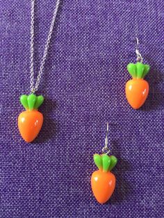 "(10,117) Cute Carrot Necklace or Earrings  Made from resin, about 1\" x 1/2\" Earrings on sterling silver ear wires  Necklace on 18\" sterling silver chain" Carrot Necklace, Cute Carrot, 2 Earrings, Humming Bird Feeders, Wire Necklace, Delicate Earrings, Sterling Silver Chain, Ear Wires, Sterling Silver Chains