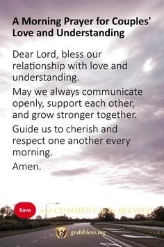 A Morning Prayer for Couples' Love and Understanding Relationship Prayer, Good Morning Prayer, Navigating Life