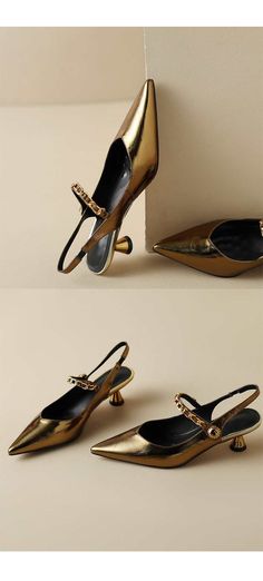 Heels Slingback, Slingback Shoes, Leather Items, Pump Shoes, Patent Leather, Rubber Sole, Kitten Heels, Heel Height, Leather Upper