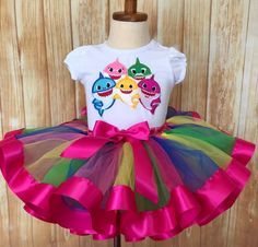 Baby Shark Birthday Outfit, Baby Shark Tutu Set, Baby Shark | Little Ladybug Tutus Ladybug Tutu, Baby Shark Party, Baby Shark Birthday, 2nd Birthday Party For Girl, Shark Themed Birthday Party, Ribbon Trim Tutu, Shark Girl, 1st Birthday Tutu, Handmade Tutu