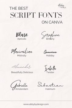 the best script fonts on canva for any type of lettering you want to use