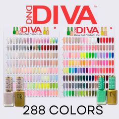 DIVA Gel & Polish Duo Collection - 288 Colors by DND Dnd Diva Gel Polish Colors, Nail Polish Bundle, Dnd Daisy Gel Polish Colors, Dnd Diva Collection Gel, Acrylic Nail Designs Classy, Nail Tech School, Kiara Sky Gel Polish, Shellac Colors, Swatch Book