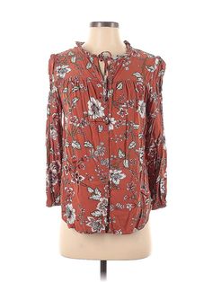 Ann Taylor LOFT Outlet Long Sleeve Blouse Size: Small Tops - used. 100% RAYON | Ann Taylor LOFT Outlet Long Sleeve Blouse: Burgundy Tops - Size Small Casual Floral Print Blouse, Casual Blouse With Floral Print, Red Long Sleeve Blouse With Paisley Print, Chic Burgundy V-neck Blouse, Red Floral Print Blouse With 3/4 Sleeves, Fall Paisley Print V-neck Blouse, Red Floral Print Button-up Blouse, Burgundy Top, Small Tops