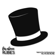 a black top hat with the words paraphernalia rubies written below it