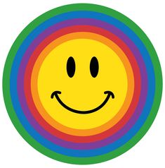 a smiley face with four different colored circles around it, all in the same color