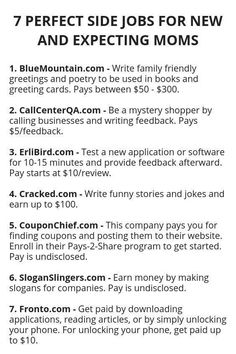 an email form with the text 7 perfect side jobs for new and expecting moms