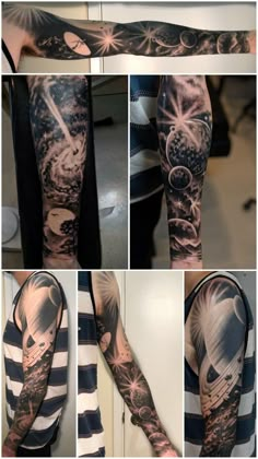 some pictures of different types of tattoos on someone's arm