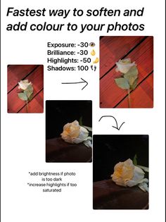 the instructions for how to make a fake rose with photoshopped on it and then put