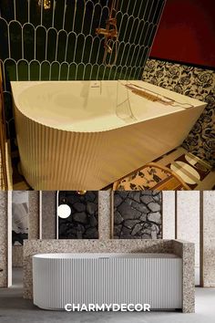 Left-Semicircle Bathtub with Striking Marble Backdrop