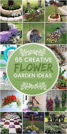 a collage of different flower garden ideas