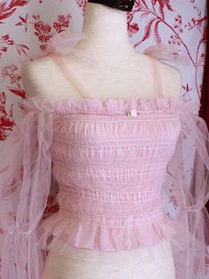 Ballet Academia, Elastic Sewing, Perfect Blouse, Mesh Blouse, Medieval Fashion, Edwardian Fashion, Curated Vintage, Baroque Fashion, Pink Fabric