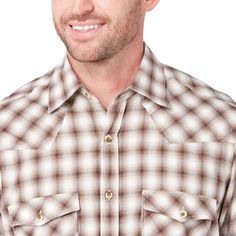 When it comes to western shirts, the Valley or "El Valle" has been well-tested for long-lasting comfort and quality. Named after the Rio Grande Valley, this long-sleeve western comes with all the tried-and-true details, including two flap pockets and a western front and back yoke. In the field or at the table, the Valley runs deep with tradition and function. Model is 6'1 and wearing size M. Collared Shirt For Ranch In Fall, Western Style Brown Tops For Ranch, Western Collared Tops For Ranch, Western Style Collared Tops For Ranch, Western Style Shirt With Button Closure For Fall, Classic Shirt For Rodeo In Fall, Western Style Brown Shirt For Ranch, Classic Fall Shirt For Rodeo, Classic Long Sleeve Tops For Rodeo