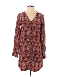 Club Monaco Casual Dress Size: 00 Burgundy Dresses - used. 100% SILK, Popover, V Neck, Paisley, Short, Long Sleeve | Club Monaco Casual Dress - Popover: Burgundy Paisley Dresses - Used - Size 00 Casual Mini Dress With Paisley Print For Fall, Casual Paisley Print Mini Dress For Fall, Casual Brown Long Sleeve Dress With Paisley Print, Brown Long Sleeve Dress With Paisley Print, V-neck Paisley Print Dress For Spring, Fitted V-neck Paisley Print Dress, Fall Paisley Print V-neck Dress, Fall Paisley Print V-neck Maxi Dress, Paisley Dresses