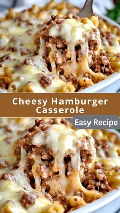 cheesy hamburger casserole with cheese on top